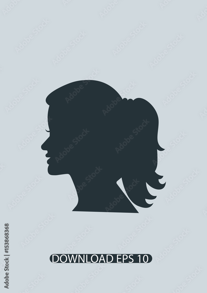 Woman head icon, Vector