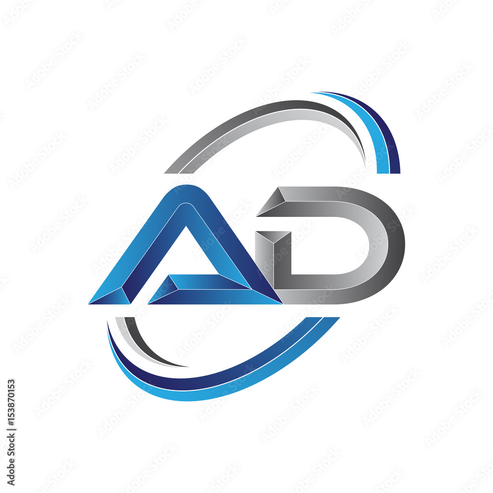 Simple initial letter logo modern swoosh AD Simple initial letter logo modern swoosh AD