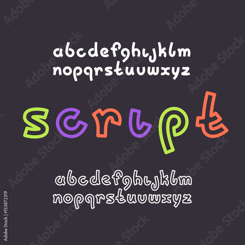 Bold cute latin font, decorative lowercase script.