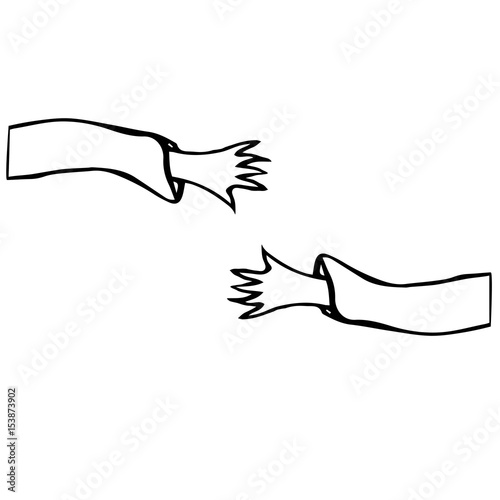 Cartoon Arms or Hands Stretch Towards Each Other. Vector Illustraition