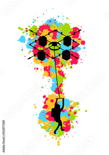 Isolated paratrooper with drone, creativity concept