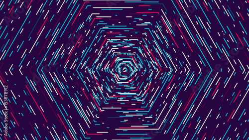 Color hexagonal cyber tunnel, Technological abstract vector background
