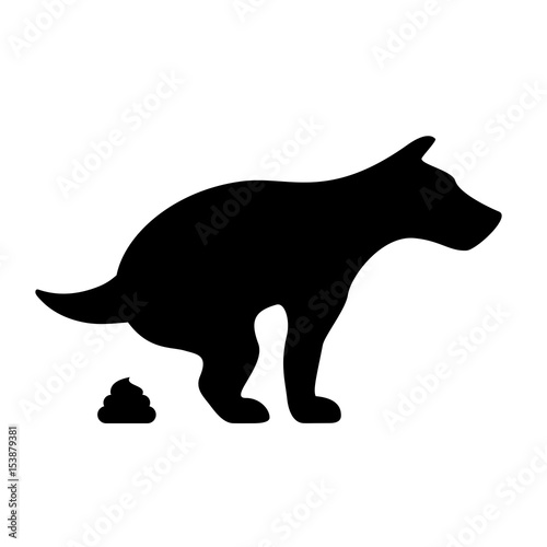 Dog pooping vector silhouette icon