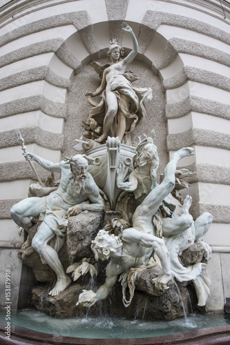 Fountain the Power of the Sea near the Hofburg Palace in Vienna, Austria