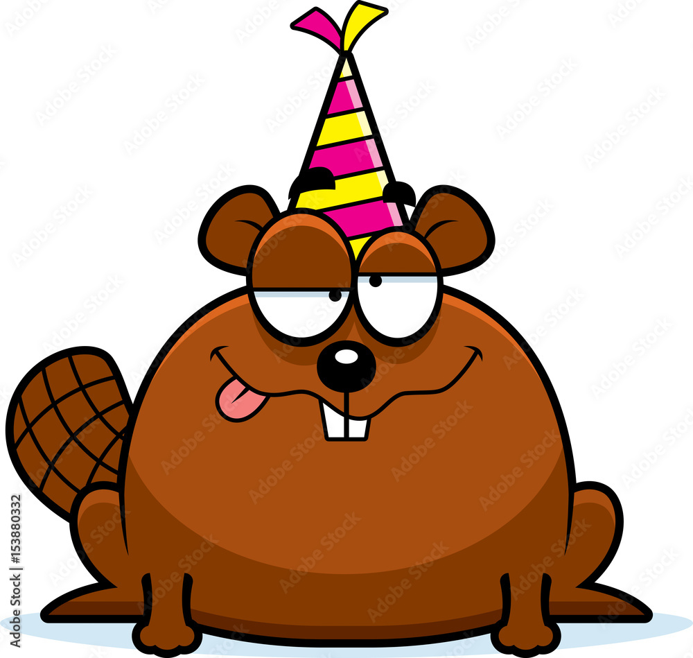 Obraz premium Cartoon Beaver Drunk Party