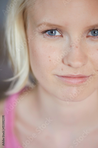 Close up of woman?s smiling face