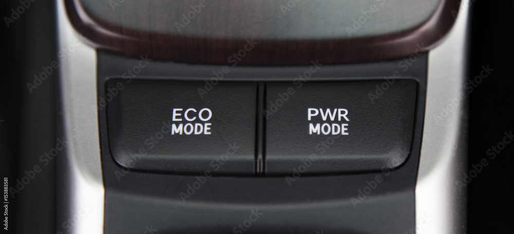 Button eco mode and power mode in car save energy Button eco mode and power mode in car save energy