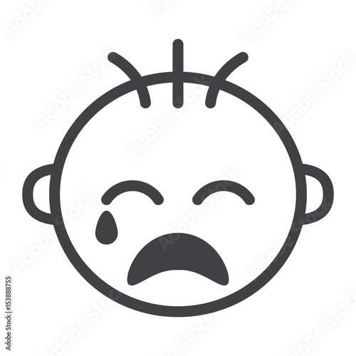 Baby boy cry line icon, child and infant, vector graphics, a linear pattern on a white background, eps 10.