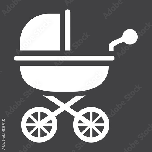 Baby bib solid icon, pram and pushchair, vector graphics, a filled pattern on a black background, eps 10.