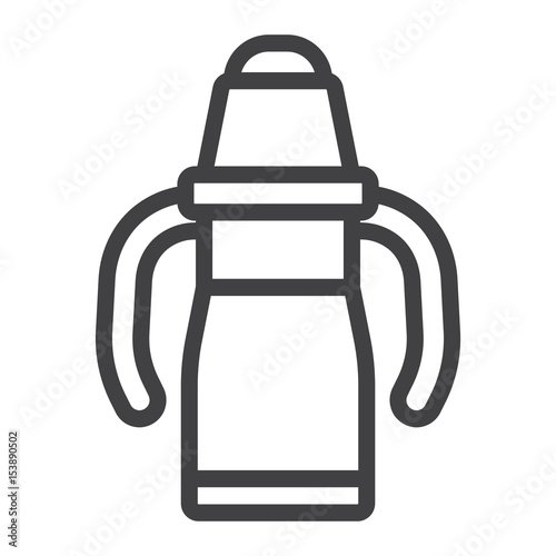 Sippy cup line icon, baby cup and bottle, vector graphics, a linear pattern on a white background, eps 10.