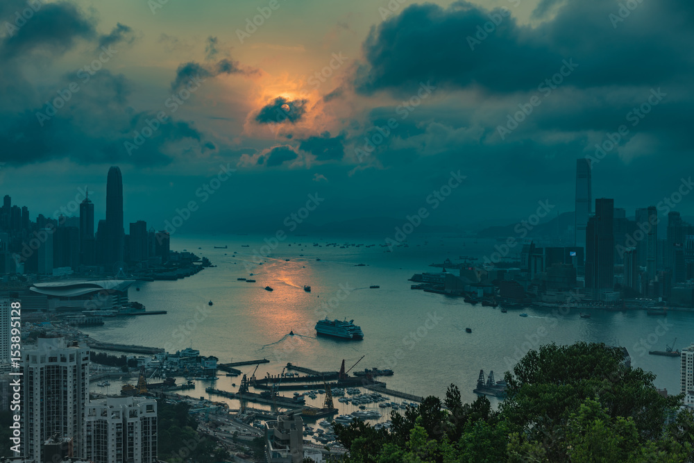 Naklejka premium 홍콩 야경 (Hong Kong Nightview)