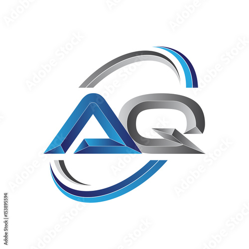 Simple initial letter logo modern swoosh AQ