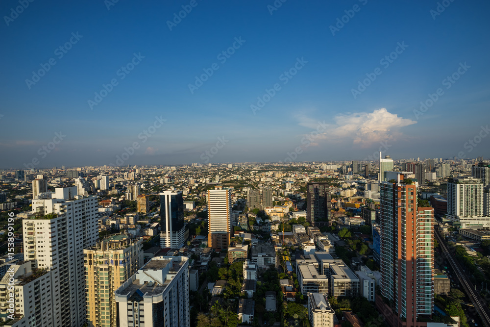 Fototapeta premium cityscape on blue sky nearly evening - can use to display or montage on product