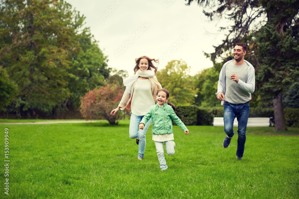 Fototapeta premium happy family walking in summer park