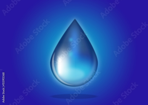 Wassertropfen Illustration auf blauem Hintergrund, Glow