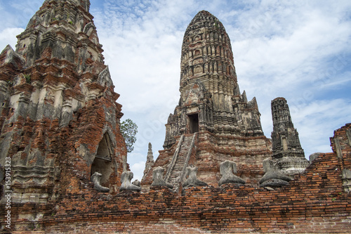 Ruin of old temple in Ayudhaya Historical park  world heritage of Thailand.