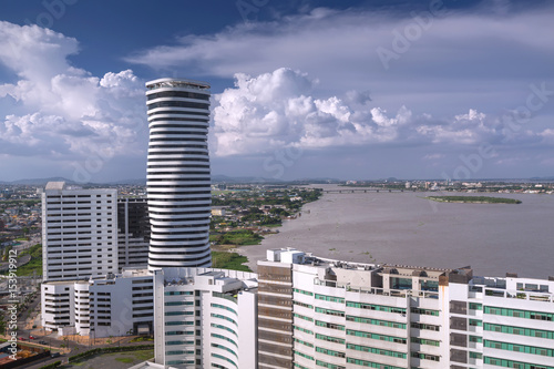 View of the Malecon and the Guayas River in Guayaquil, Ecuador photo