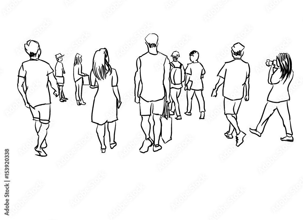 group of people marker sketch isolated
