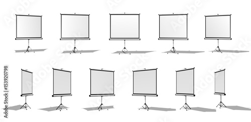 Set of Horizontal screen for a projector or an advertising banner. Different angles. Isolated on white background.