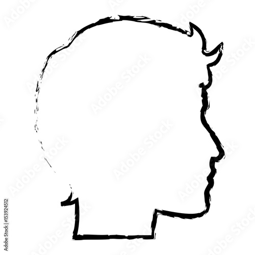 sketch profile head man character vector illustration