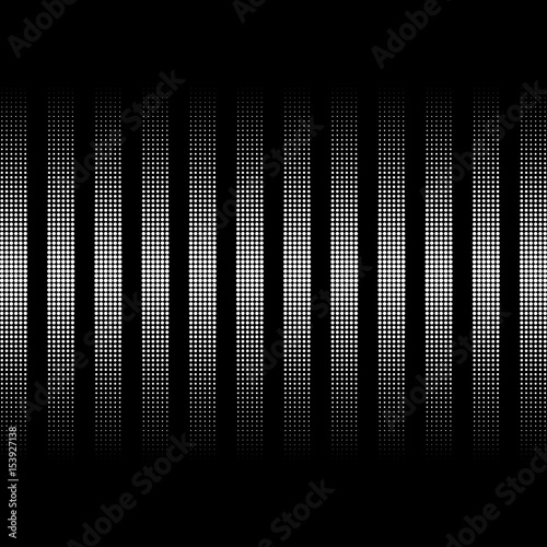 abstract stripes of the balls. vertical lines circles. black background. halftone effect. vector illustration