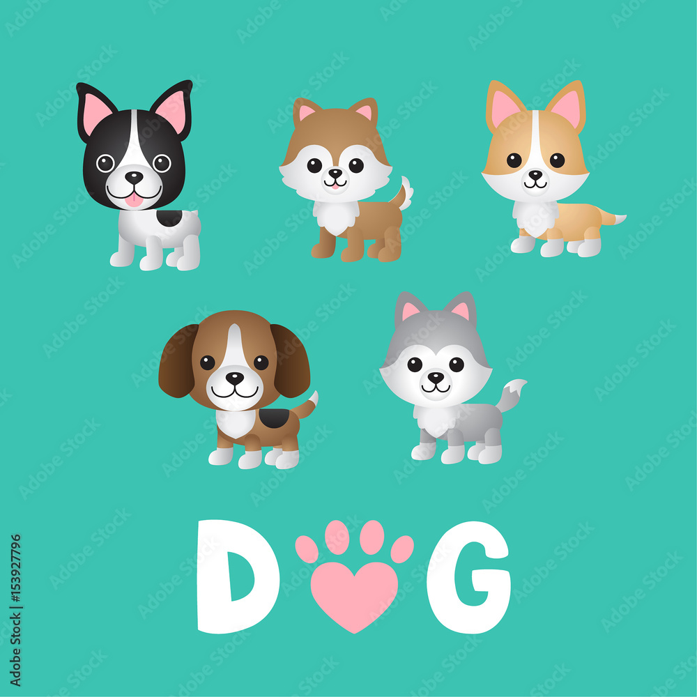 Set of dogs character illustration