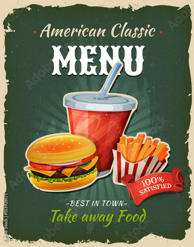 Retro Fast Food Burger Menu Poster