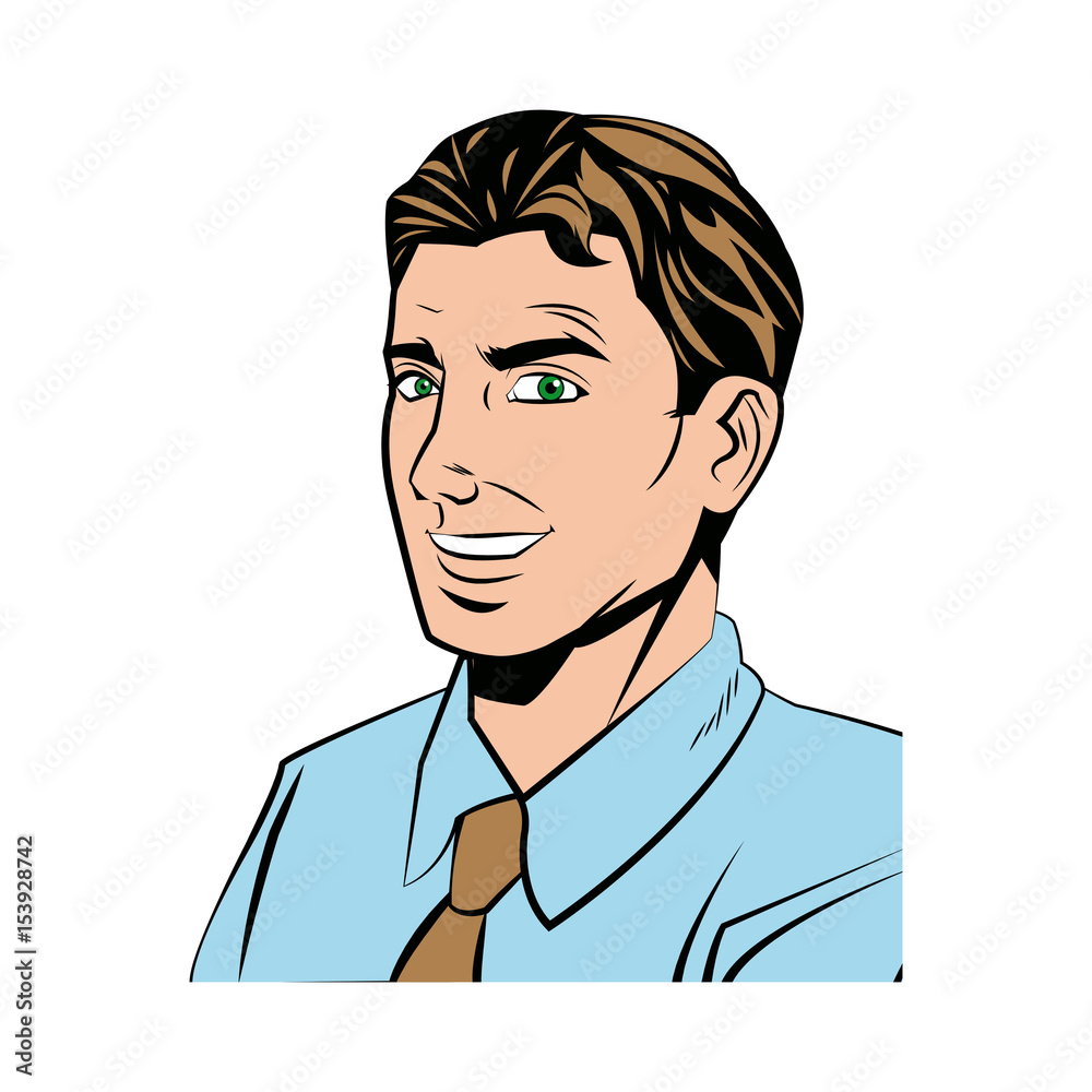 comic man business wear shirt and tie design vector illustration