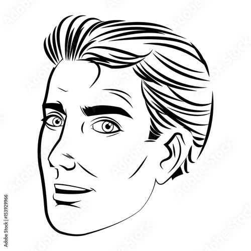 face man pop art style image vector illustration