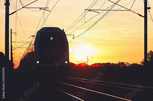 Silhouette of the modern train