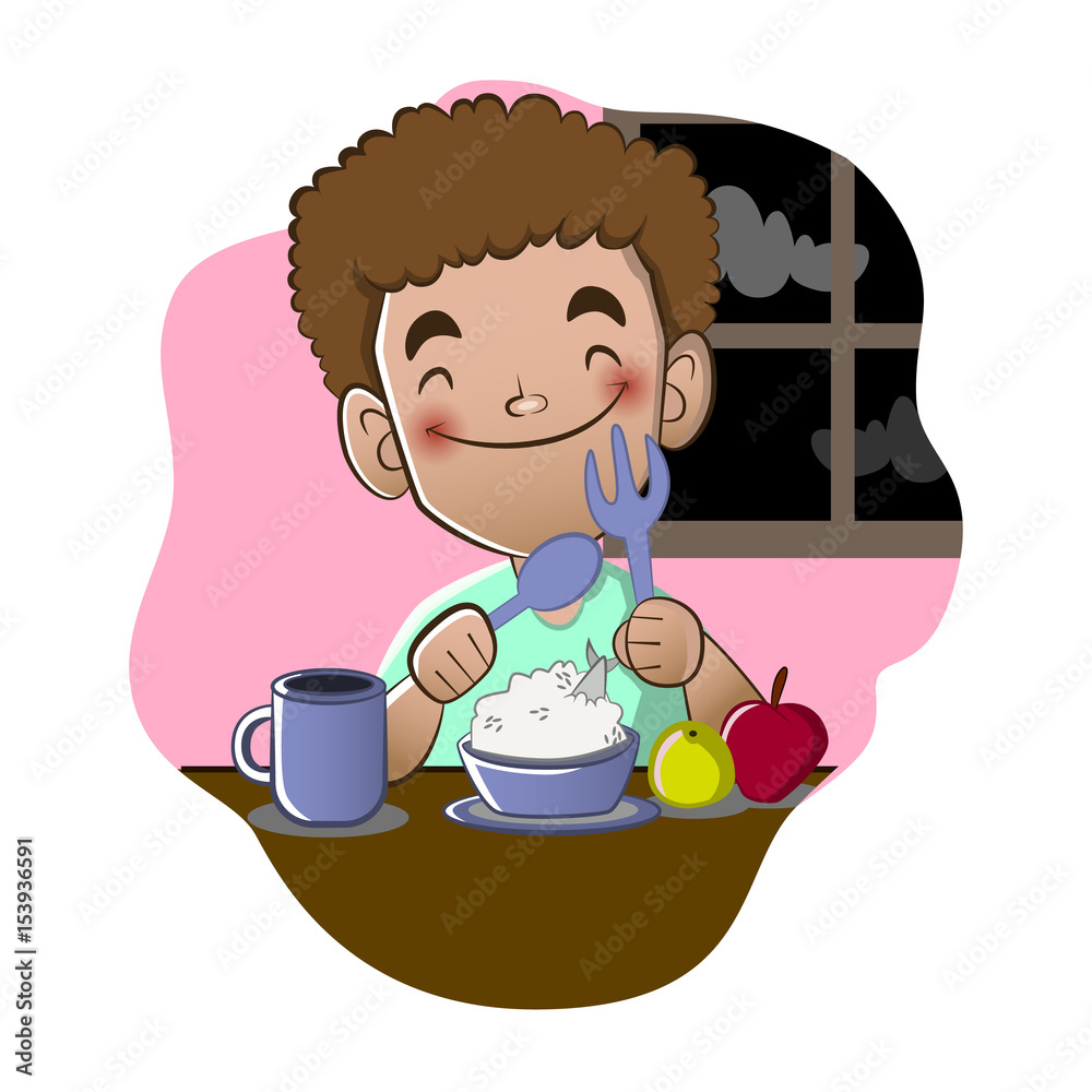 A Boy eating before fasting vector cartoon illustrations A Boy eating before fasting vector cartoon illustrations