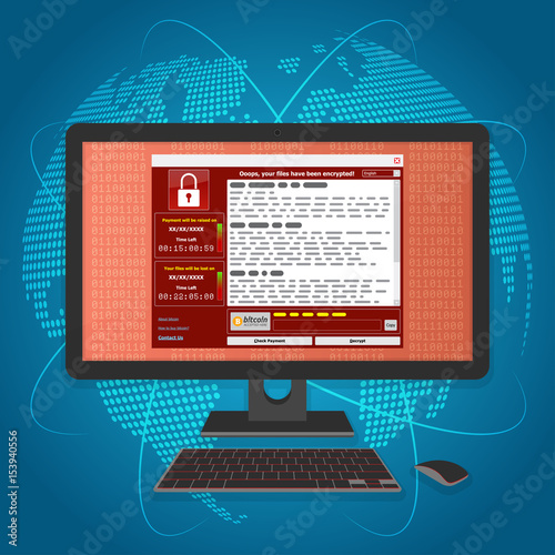 Virus Malware Ransomware wannacry encrypted your files and requi
