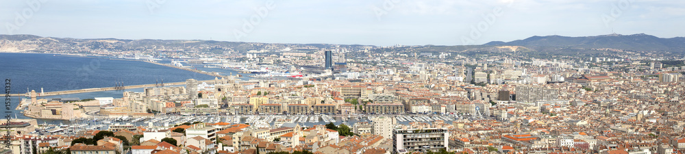 Panorama of Marseille city in south of France