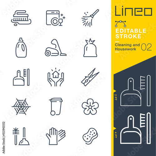 Lineo Editable Stroke - Cleaning and Housework line icons
Vector Icons - Adjust stroke weight - Expand to any size - Change to any colour