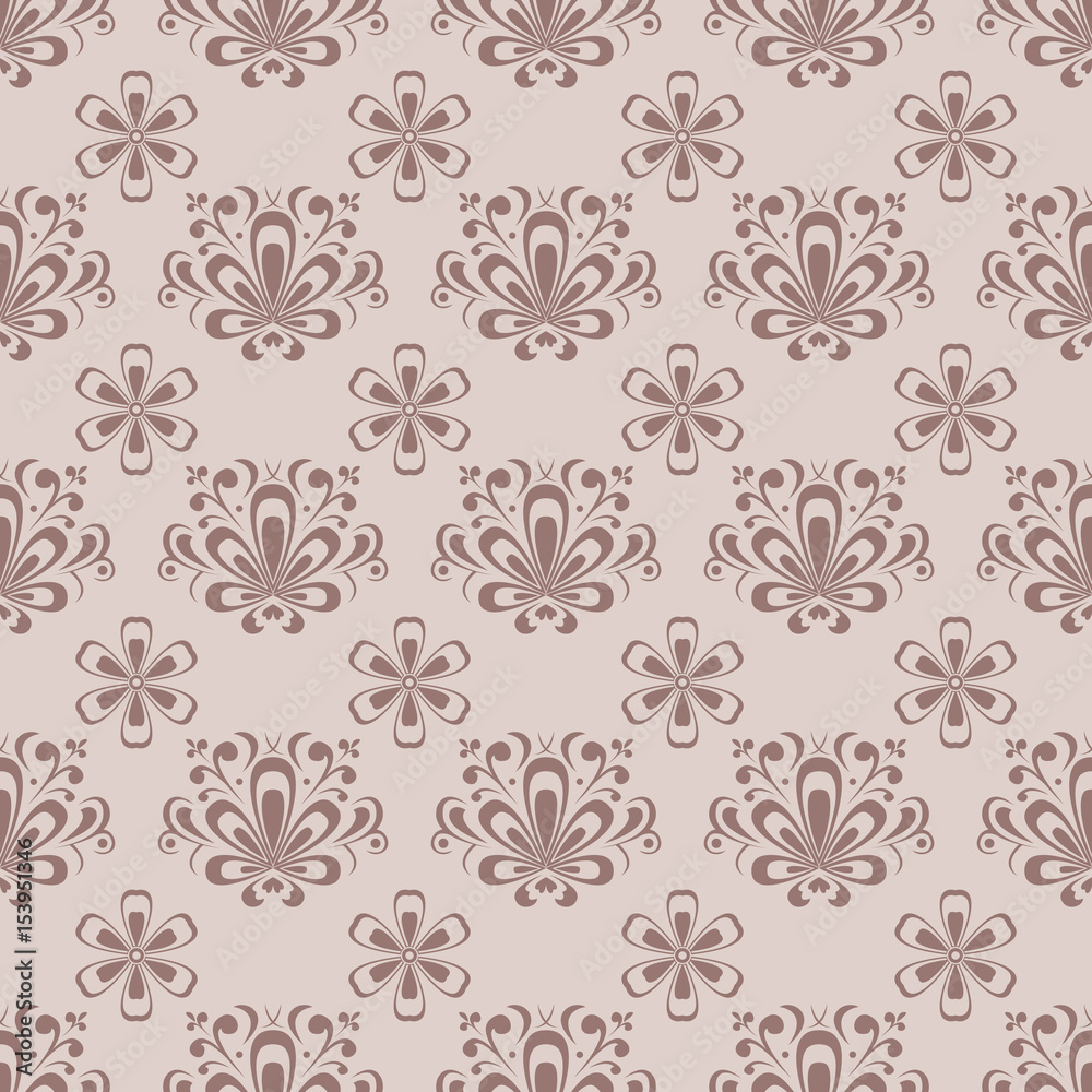 Floral seamless pattern. Brown ornament Floral seamless pattern. Brown ornament