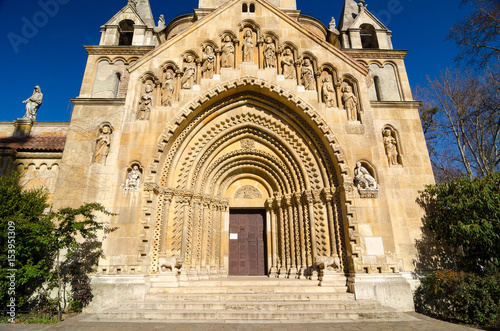 Exterior view of Jak Church inside Vajdahunyad Castle at City Park area.