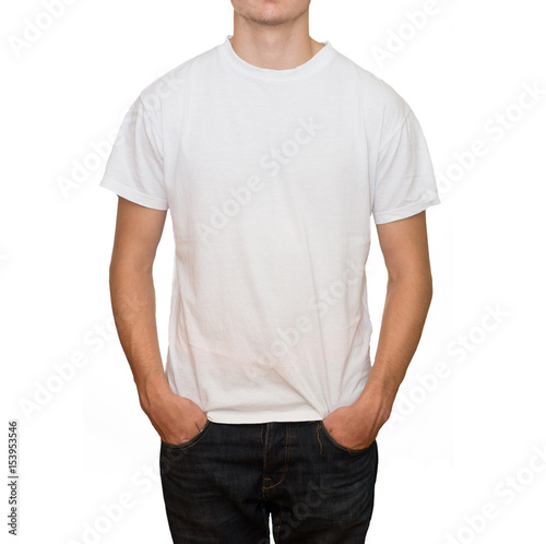 Concept of a young man in a white t-shirt