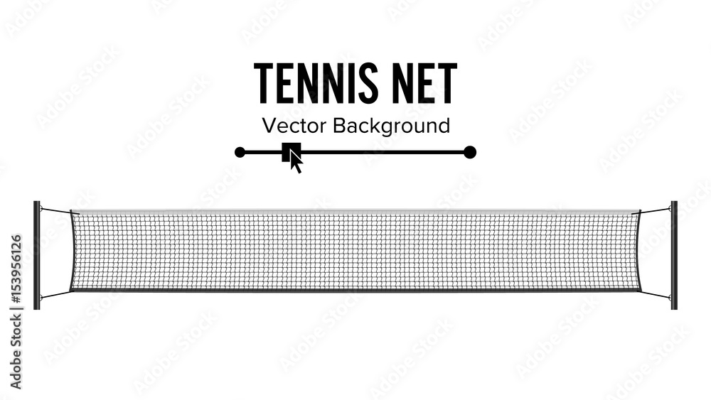Tennis Net. Realistic Net Used In The Sport Game Of Tennis. Isolated On White. Vector Illustration - obrazy, fototapety, plakaty 