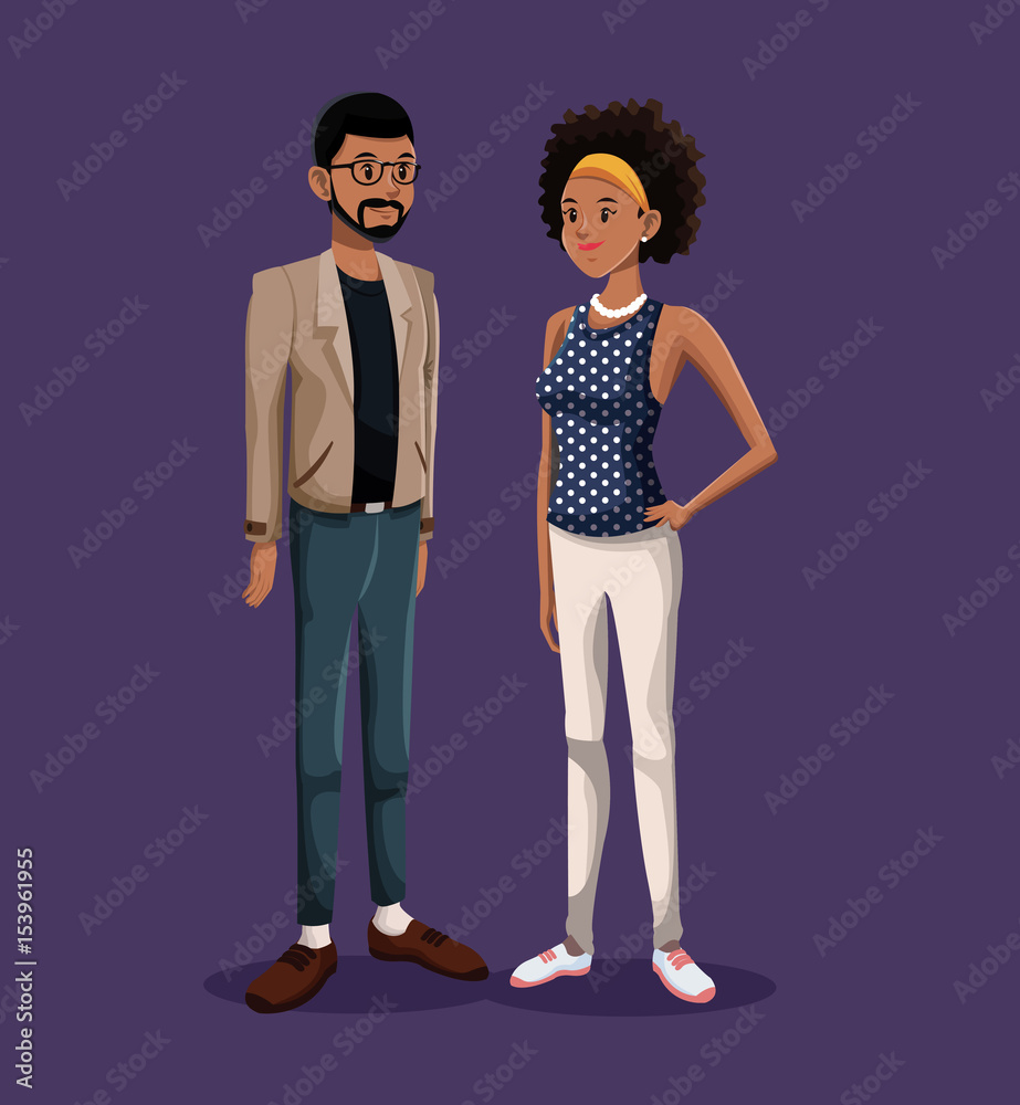 young couple standing fashion style vector illustration young couple standing fashion style vector illustration