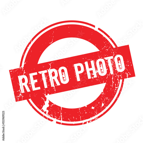 Retro Photo rubber stamp. Grunge design with dust scratches. Effects can be easily removed for a clean, crisp look. Color is easily changed.