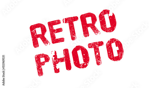 Retro Photo rubber stamp. Grunge design with dust scratches. Effects can be easily removed for a clean, crisp look. Color is easily changed.