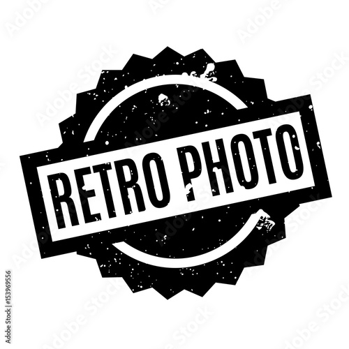 Retro Photo rubber stamp. Grunge design with dust scratches. Effects can be easily removed for a clean, crisp look. Color is easily changed.