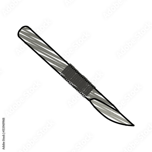 color crayon stripe cartoon scalpel knife for surgeries vector illustration
