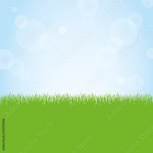 Field of green grass and blue sky background illustration