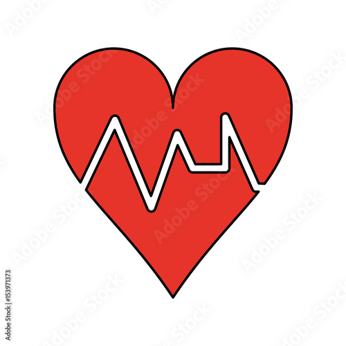 color silhouette image cartoon red shape heart with life signs vector illustration