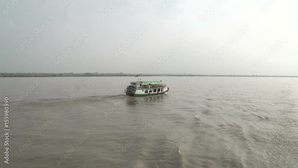 Ayeyarwady river, cruise ship passing by Ayeyarwady river, cruise ship passing by