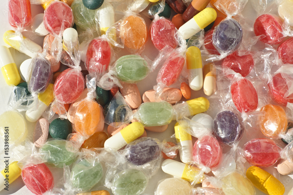 Bonbons und Pillen gemischt Bonbons und Pillen gemischt