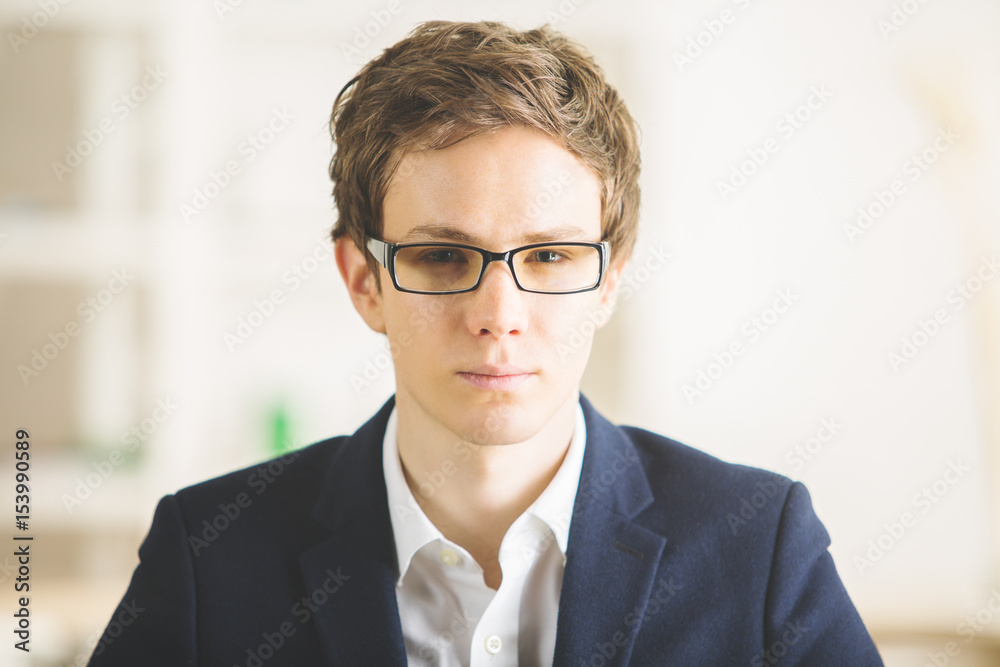Portrait of european man at workplace
