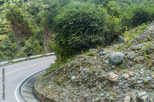 Winding road from Olllantaytambo to Quillabamba in Abra Malaga pass section, Peru photo