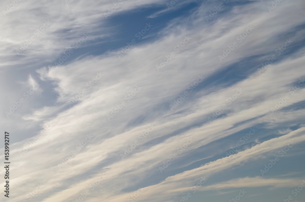 Obraz premium Lines of clouds in the evening sky.